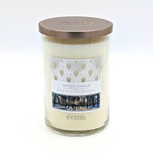 Yankee Candle Balsam & Cedarwood 22 oz Tumbler Candle Double Wick White Rare